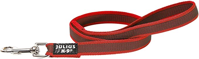 Julius-K9 216GM-R-S1 Color & Gray Super-Grip Leash with Handle, 20 mm x 1 m, Red-Gray