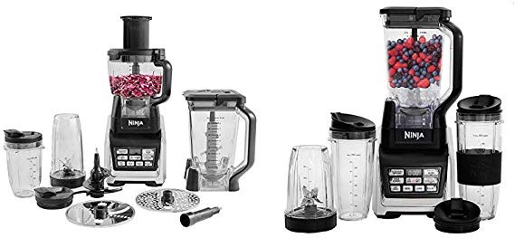 Ninja BL682UK2 1500W Food Processor with Nutri Auto-iQ & Nutri Ninja 1500W Blender Duo with Auto iQ BL642UK [inc 2.1L Pitcher & 3 x Tritan Cups]