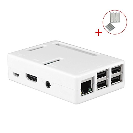 Raspberry Pi 3 case, KuGi ® Raspberry Pi 3 Model B case - High quality PC Protective Case with 2x Heatsinks for Raspberry Pi 3 Model B, Pi 2 Model B & Pi Model B  (White)