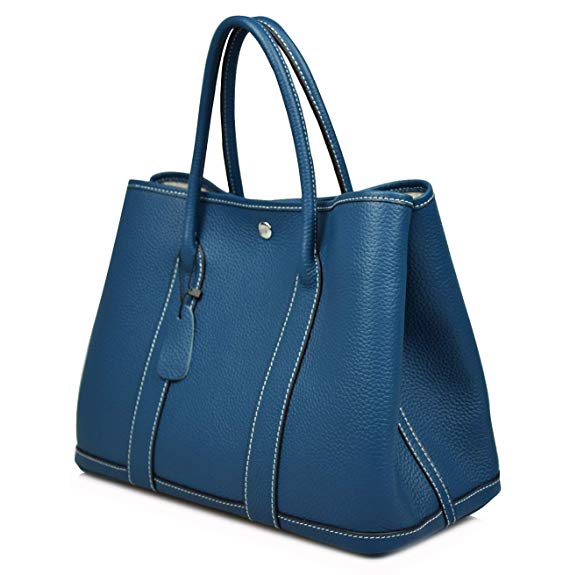 Esyuel Women's Genuine Leather Garden Tote Bag Top Handle Handbags（36CM）