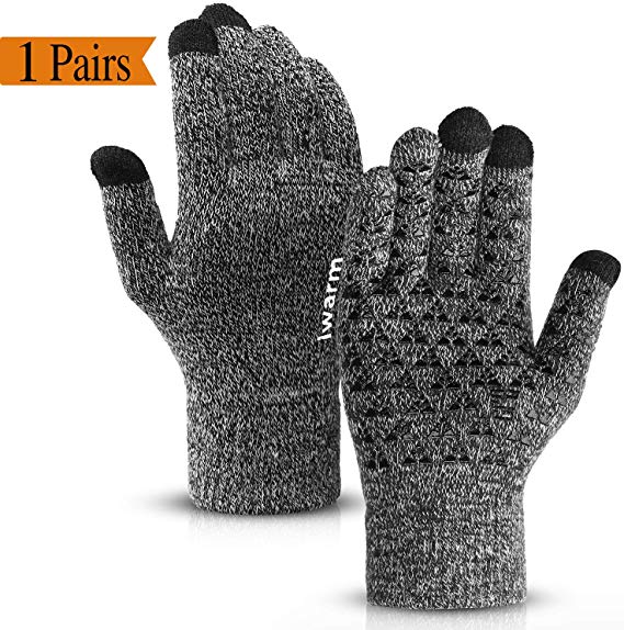COOYOO Winter Gloves for Women and Men,Touchscreen Gloves,Knit Wool,Running Gloves,Anti-Slip Silicone Gel - Elastic Cuff - Thermal Soft Wool Lining
