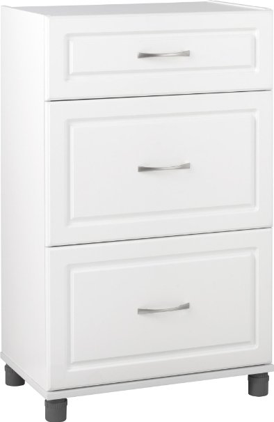 SystemBuild Kendall 24" 3 Drawer Base Cabinet, White Stipple