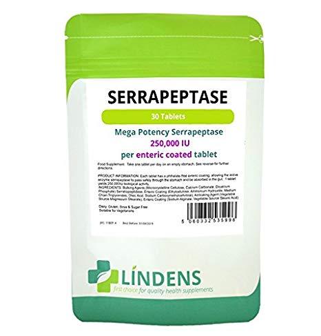 Serrapeptase TRIPLE PACK 90 tablets; 250,000IU high strength, enteric coated
