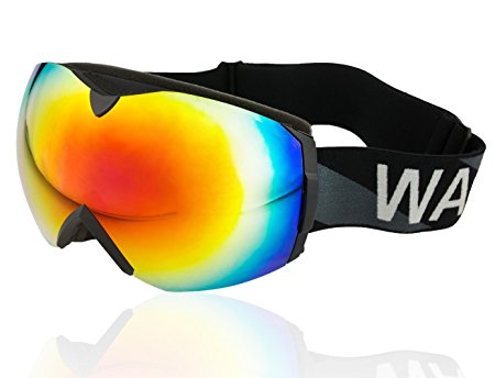 WACOOL Multicolor Professional Snowmobile Snowboard Skate Ski Goggles with Detachable Wide Vision Double Lens Anti-fog Extra-large Spherical Lens, Helmet Compatible, Over the Glass, UV400