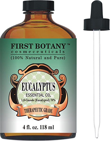 Eucalyptus Essential Oil - Big 4 Oz - 100% Pure & Natural Therapeutic Grade with Glass Dropper - Eucalyptus Oil is Great for Aromatherapy, Hair Nourishment, Mosquito Repellent & More!