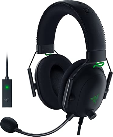 Razer BlackShark V2 Gaming Headset: THX 7.1 Spatial Surround Sound - 50mm Drivers - Detachable Mic - PC, PS4, PS5, Switch, Xbox One, Xbox Series X & S, Mobile - 3.5 mm Audio Jack & USB DAC - Black