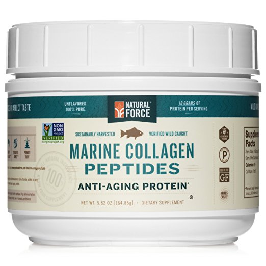 NEW! Natural Force® Wild Caught Tasteless Marine Collagen Powder *BEST MARINE COLLAGEN FOR SKIN* Anti Aging Collagen Peptides, Hydrolyzed Type 1 and 3 Fish, Non-GMO Paleo Protein, 5.82 oz.