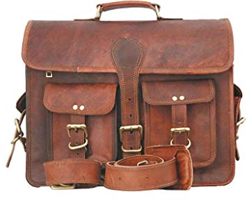 PLG Vintage Men's Brown Handmade Leather Briefcase Best Laptop Messenger Bag Satchel (11X15X4) inches Christmas Decor Christmas Star