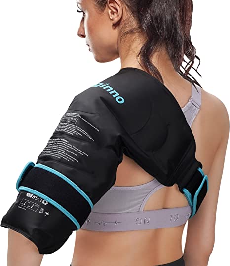 Maginno Shoulder Ice Packs for Injuries Reusable, Heat or Cold Therapy Compression Left,Right Shoulder Gel Pack. Flexible Ice Gel Pack for Shoulder Injuries, Surgery, Rotator Cuff Injuries. Black