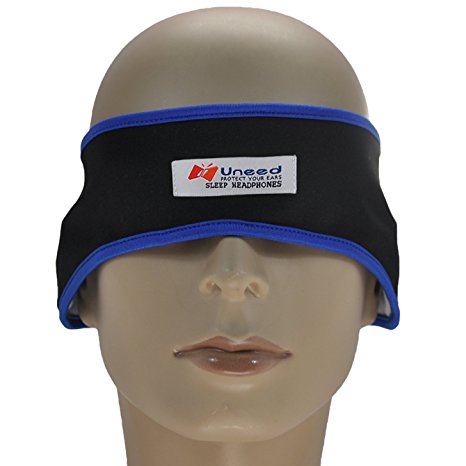 XIKEZAN Upgraded Sleep Headphones Most Comfortable Ultra Thin Lycra Music Headband Eye Mask Headphone for Air Travel, Sports, Relaxation, Meditation, Insomnia(Blue)