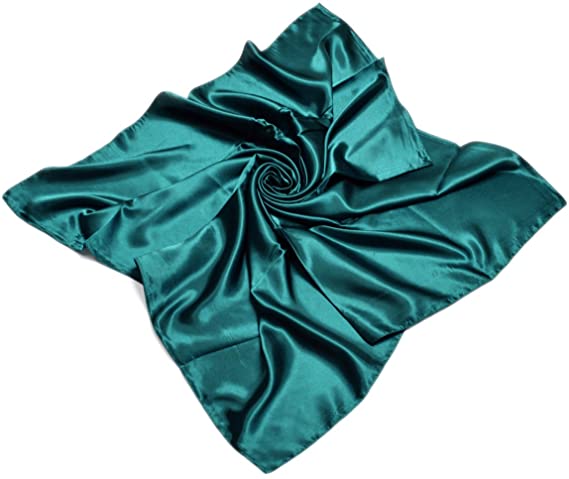 Elegant Large Silk Feel Solid Color Satin Square Scarf Wrap, 36 inch