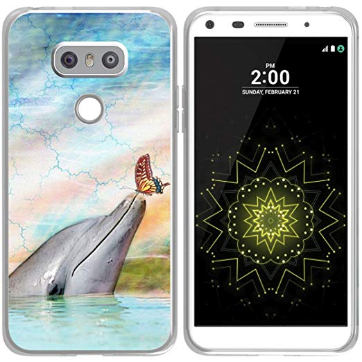 Case For LG G6 - Topgraph [Anti-Scratch Shock Compatible Rubber Slim Fit Clear With Design Full Coverage] Bumper For LG G6 Cute Dolphin Animal Butterfly Love