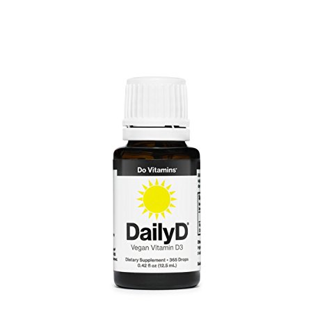 DailyD Vegan Vitamin D3 Formula with Vitashine - 1 Year Supply – Cholecalciferol Vitamin D 3 Supplements for Vegans, Non-GMO, Certified Vegan, Plant Derived Lichen Extract (365 Drops)