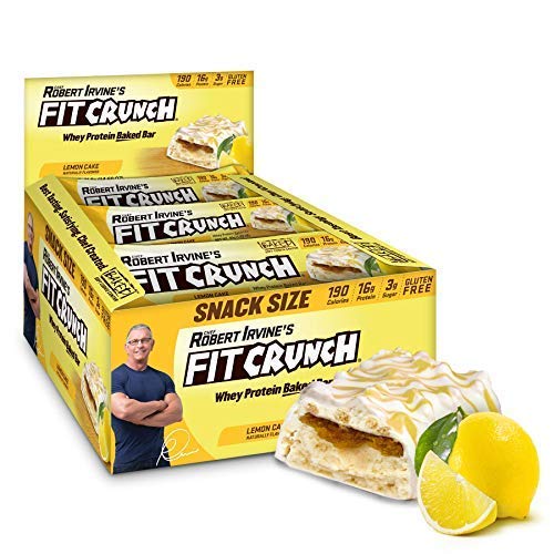 Fit Crunch Lemon Protein Bar, High Protein, Low Sugar, Gluten Free, 9 Count Lemon Cake