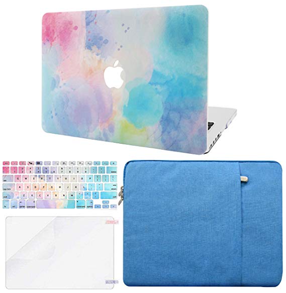 KEC Laptop Case for MacBook Pro 13" (2019/2018/2017/2016, with/no Touch Bar) w/ Keyboard Cover   Sleeve   Screen Protector (4 in 1 Bundle) Plastic Hard Shell Case A1706/A1708/A1989 (Rainbow Mist2)