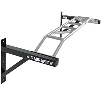 MiraFit Heavy Duty Multi Grip Wall Mounted Pull Up Bar - 1.2m Wide