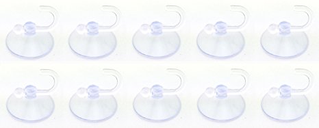 Clear Plastic Suction Cups with Swivel Hooks, 30 mm, Set of 10