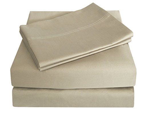 PHF 100% Egyptian Cotton Sheet Set 800T Deep Pocket Pack of 4 King Size Mocha
