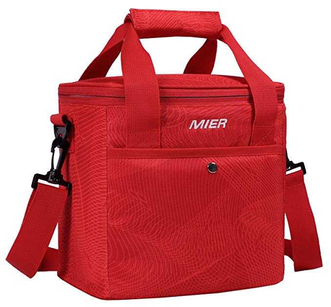 MIER 9 Can Insulated Lunch Bag for Women Leakproof Soft Cooler Tote, Red