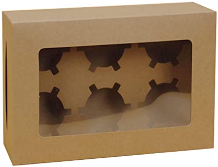 Prudance 9 x 6 x 3 inch Kraft Cake Boxes for Bakery Brown Cupcakes Boxes with Window Cake Take Out Boxes Wedding Cake Boxes for Guests,10 Pack