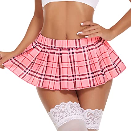 Avidlove Women Sexy Role Play Pleated Mini Skirt Ruffle Lingerie for Schoolgirl