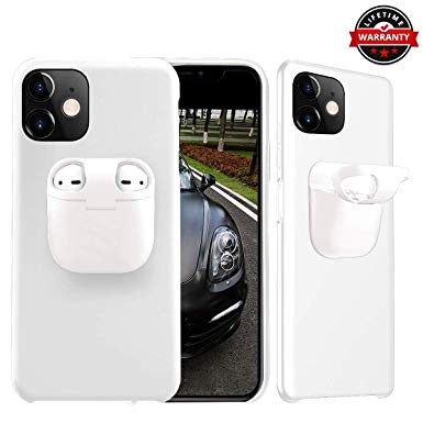 2 in 1 Case for iPhone X & for AirPods, 2 in 1 Silicone Cover Headset Caps for AirPods, Silicone Gel Rubber Case Durable Slim Full-Body Shockproof Protective Cover for iPhone 11Pro Max (White)