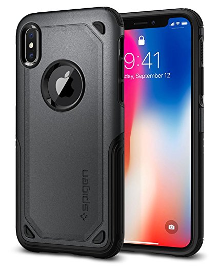 Spigen Hybrid Armor iPhone X Case with Air Cushion Technology and Secure Grip Drop Protection for Apple iPhone X (2017) - Graphite Gray