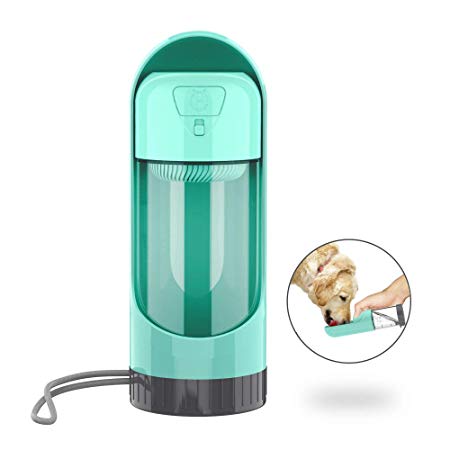 LinGear Dog Water Bottle Pet Water Bottle for Walking and Traveling, Portable Water Bottle with Activated Carbon Filter, BPA Free, Antibacterial Food Grade Plastic Dog Drink Bottle-Blue