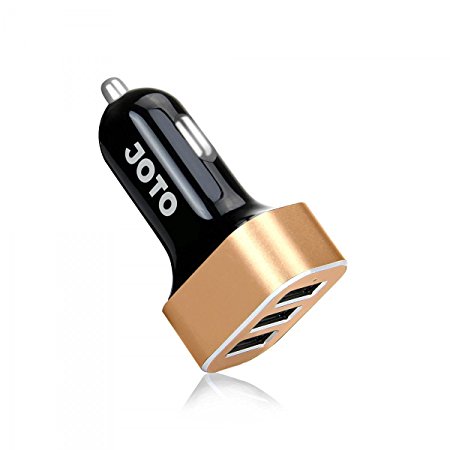 USB Car Charger 3 Ports, JOTO 6.6A/33W USB Car Charger Adapter High Speed Rapid Quick Charging Compatible with iPhone iPad Samsung Galaxy HTC Nexus Motorola Nokia Smartphone and Tablet -Gold