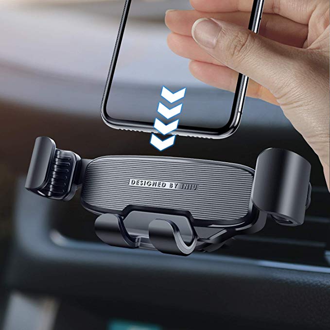 INIU Car Phone Holder, Auto Lock & Release Air Vent Phone Holder for Car, One Hand Operation 360° Car Phone Mount Compatible with iPhone 11 Pro XS X 8 7 Samsung Galaxy S10 S9 S8 Note 10 Huawei P30 etc