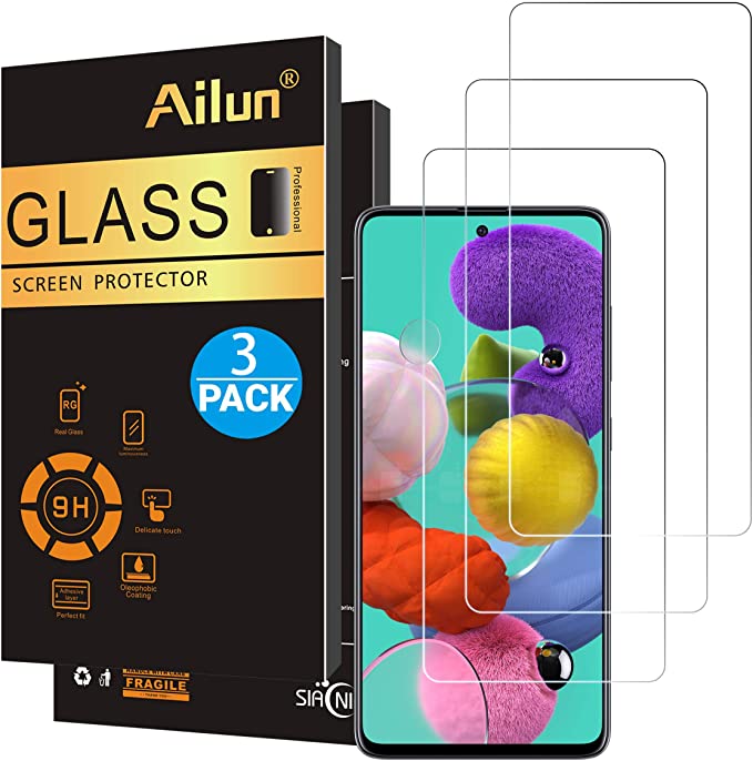 AILUN Screen Protector Compatible with Galaxy A51,[3 Pack],Tempered Glass,Ultra Clear,Anti-Scratch,Case Friendly-Siania Retail Package