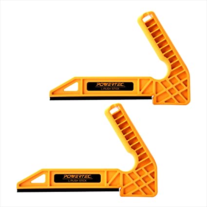 POWERTEC 71338 Plastic L-Push Stick | Deluxe L-Shaped Woodworking Push Tools – 2 Pack (Patented)