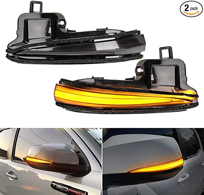 SUPAREE LED Side Mirror Turn Signal Lights, Sequential Dynamic Indicator Strip for 2016-2021 Toyota Tacoma, 2019-2021 RAV4 XA50-Smoked Lens