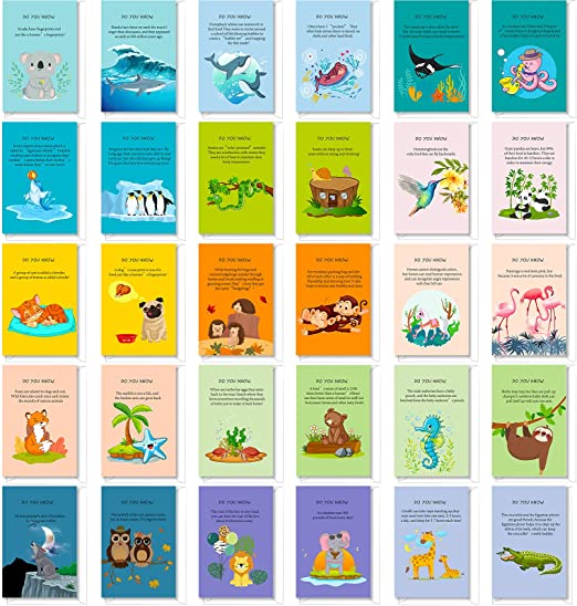 30 Pieces Animal Fun Fact Postcards with 30 Pieces Envelopes Set, Animal Note Cards Assorted Styles Hilarious Animals Fact Postcards Thinking of You Postcard for Kids, Friends, Students, Classmates