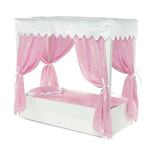 For American Girl Doll Canopy Bed & Trundle Storage - 18" Inch Dolls Furniture