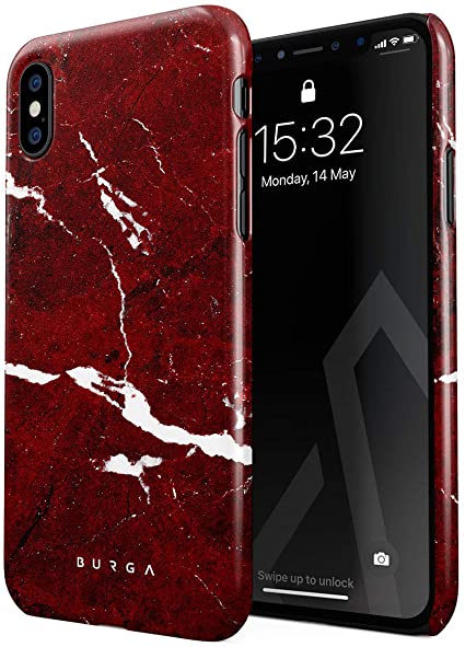BURGA Phone Case Compatible With iPhone XS Max Iconic Ruby Red Marble Cute For Women Thin Design Durable Hard Plastic Protective Case