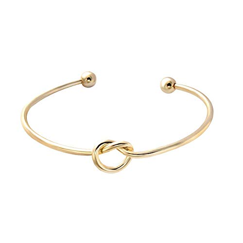 SENFAI Love Knot Bangle Bracelet Simple Knot Bangle Cuffs Women Stretch Bracelet Gold Silver Knot Bangles