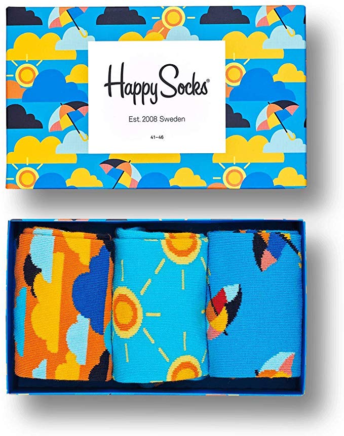 Happy Socks, Exclusive Colorful Premium Cotton Sock Gift Box for Men and Women (Pack of 4)