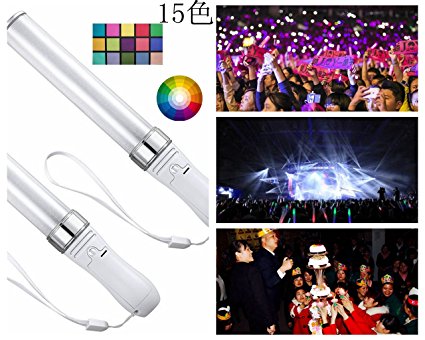 MAXZONE 15 colors LED Light Stick, Reusable,Multicolor Flashing Light Effect Sticks Color Changing Foam Baton Strobe for Party Supplies, Festivals, Raves, Birthdays, Party Toy (1 Pack)