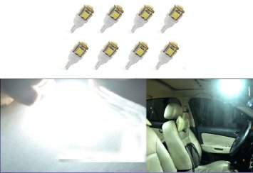 Cutequeen LED Car Lights Bulb White T10 5050 5-SMD 194 168 (pack of 8)