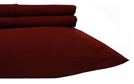 whitecottonworld Pillowcases Set of 2 Envelope Closer 625 Thread Count Egyptian Cotton Standard Size Fade Resistant, Hypoallergenic Soft & Breathable, Burgundy Solid