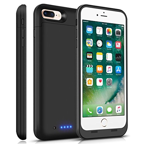 iPhone 7 Plus 8 Plus Battery Case,[ Upgraded ] TQTHL 7000mAh Battery Pack Charger Case for 8 Plus Extended Portable Battery Charging Case for iPhone 7 Plus,8 Plus -Black