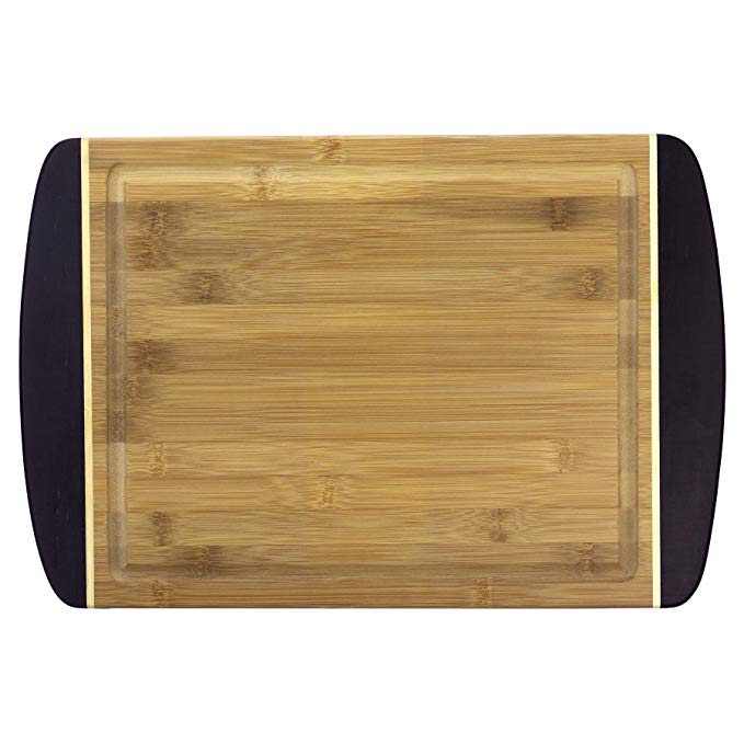 Totally Bamboo 20-7842 Java Two-Tone Bamboo Serving, Carving and Cutting, 18" x 12" Serving & Cutting Board, Carving & Cutting