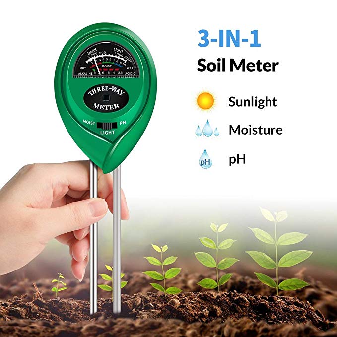 K KERNOWO Soil Test Kit, 3-in-1 Soil pH Meter with Moisture, Light and PH Tester for Garden, Farm, Lawn, Indoor & Outdoor (No Battery Needed)
