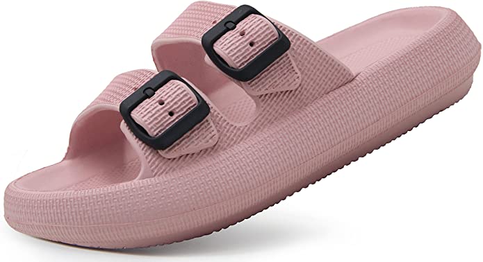 Weweya Pillow Slippers for Women and Men - Cloud Slides - Double Buckle Adjustable - EVA Flat Sandals