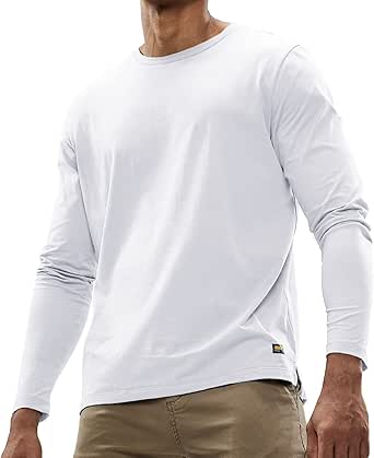 MIER Men's Long Sleeve Shirts Soft Stretch Combed Cotton Tees Crew Neck Classic Fashion Casual T-Shirt