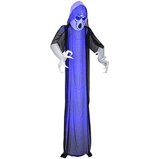 Gemmy Lightshow Inflatable Airblown Short Circuit Flickering Frightening Ghost for Halloween, 12' Tall