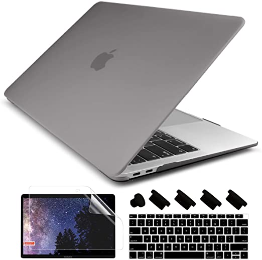 Dongke New MacBook Air 13 inch Case 2020 2019 2018 Release Model: A2179/A1932, Rubberized Frosted Matte See Through Hard Case Cover for MacBook Air 13.3 inch with Retina Display Touch ID - Grey