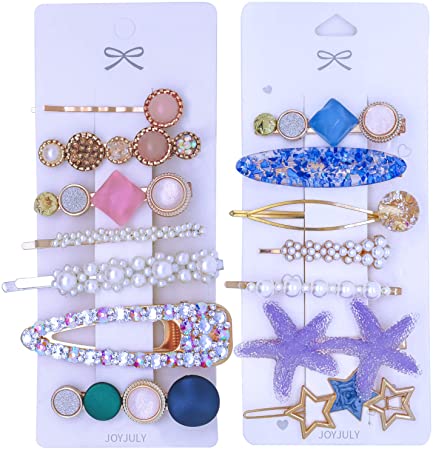 JOYJULY 14PCS Hair Grips Pearl Hair Clips–Fashion Hairpins Hair Barrettes Clips Set for Girls,Ladies or Bridal Hairdressing Clips Styling Tools Hair Accessories for Women