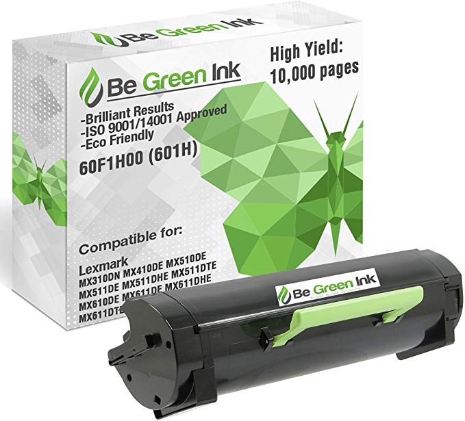 Be Green Ink Lexmark 60F1H00 601H Compatible Toner Cartridge for MX310dn MX611de MX511de MX410de MX611dhe MX610de MX511dhe MX510de MX511dte MX611dte MX611dfe (High Yield 10,000 Pages)